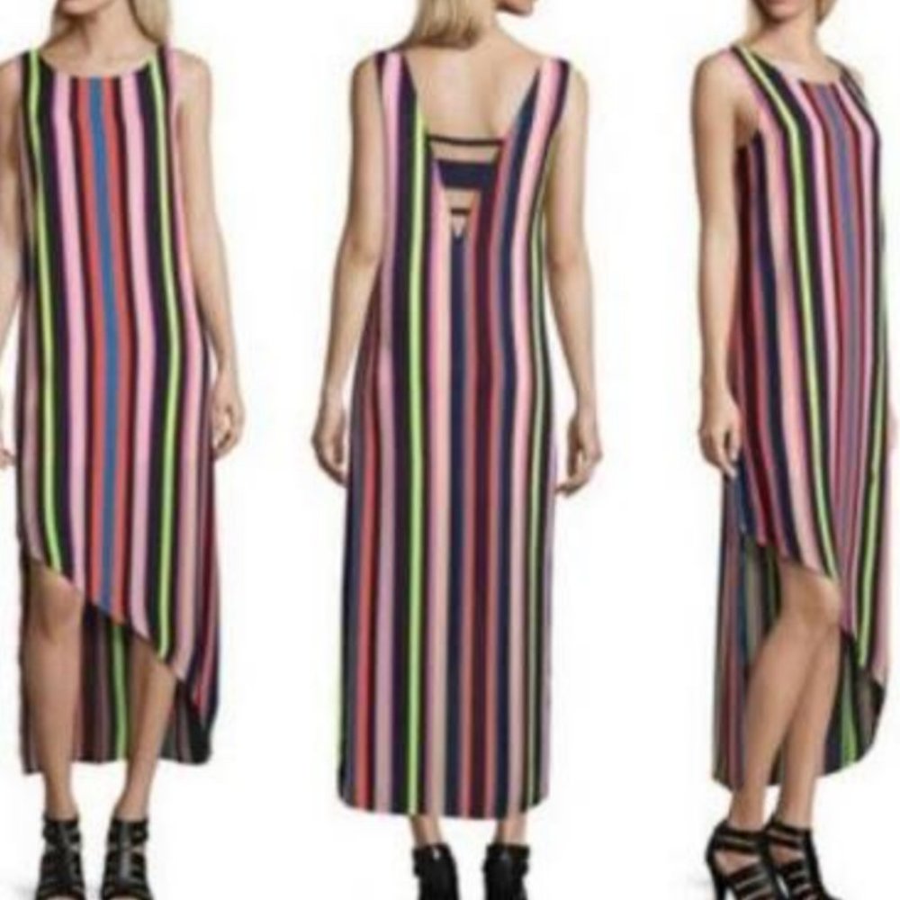 New Project Runway Neon Asymmetrical Maxi Dress - Picture 5 of 12
